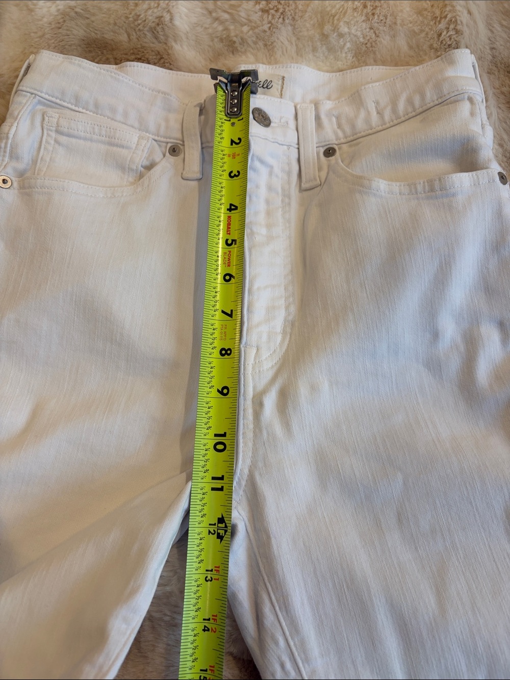 Madewell 11 inch high rise skinny jean size 28 off white/white raw hem - Picture 5 of 8